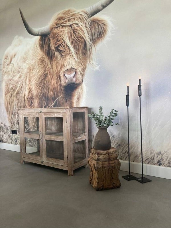 Houten vitrinekast met glas - 98x38x80 cm