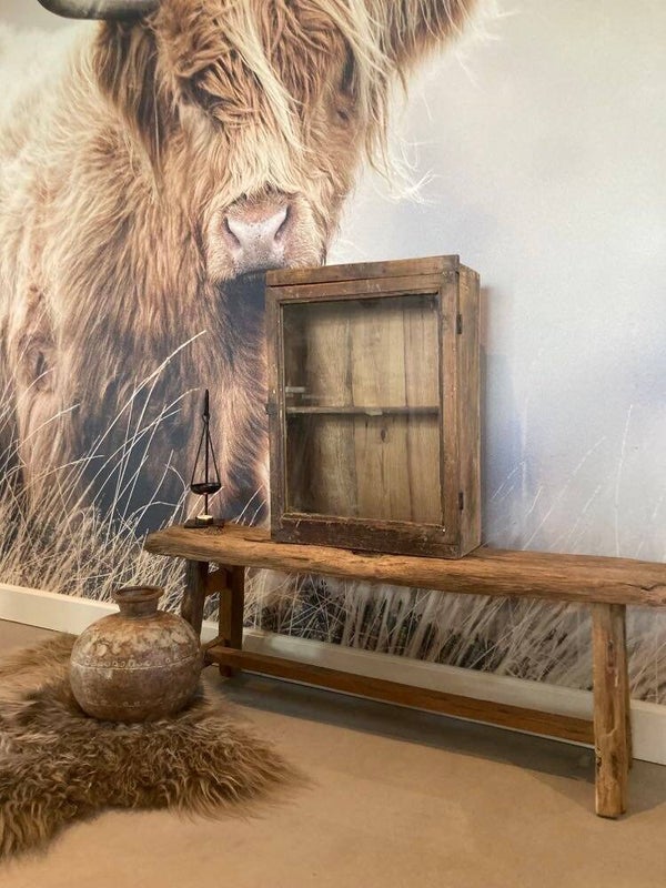 Houten vitrinekast/wandkast - 63x46x17 cm