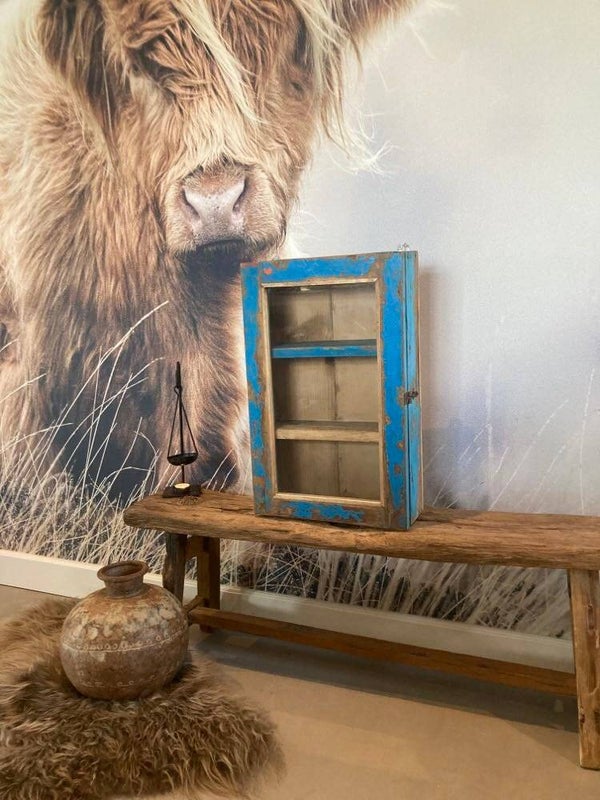 Houten vitrinekast/wandkast - 60x37x14 cm