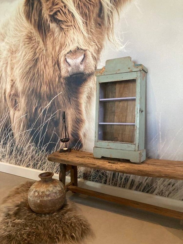 Houten vitrinekast/wandkast - 77x35x13 cm