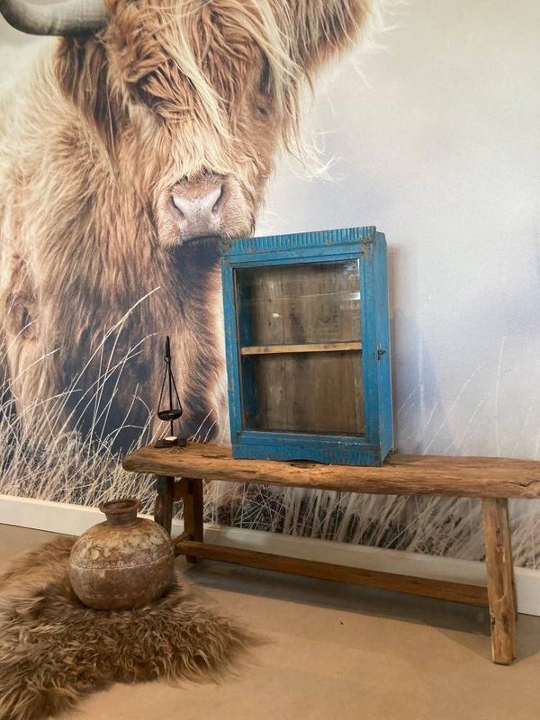 Houten vitrinekast/wandkast - 63x45x16 cm