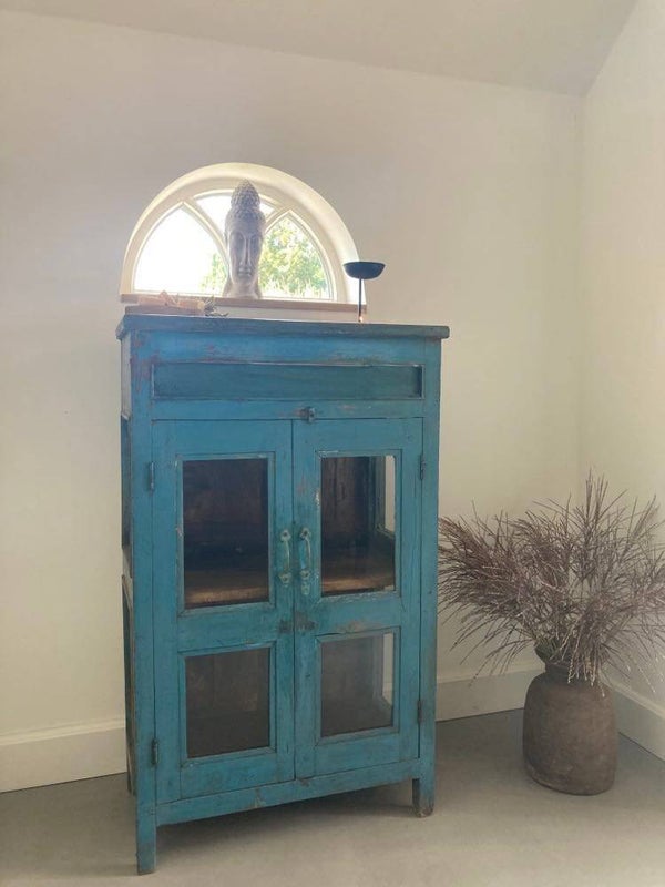 Houten vitrinekast met glas - 64x36x105 cm