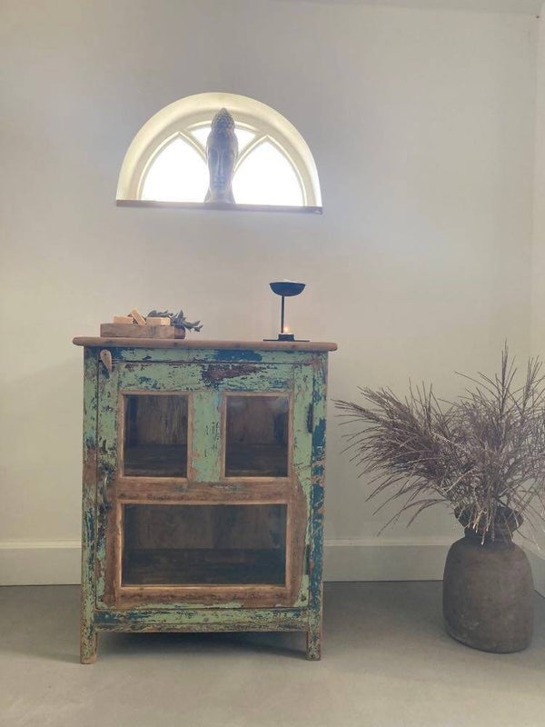 Houten vitrinekast met glas - 57x42x72 cm