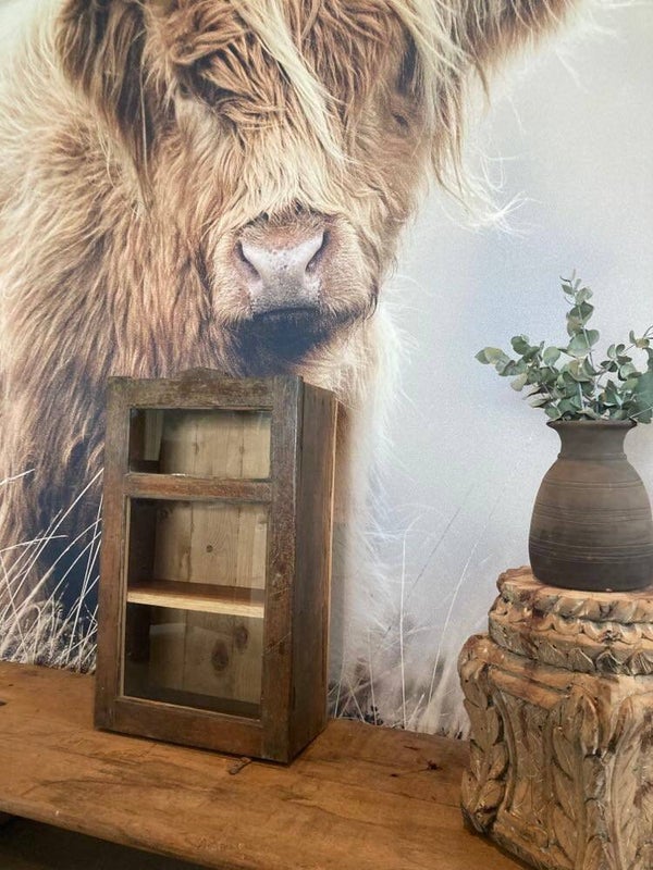 Houten vitrinekast/wandkast - 40x20x67 cm
