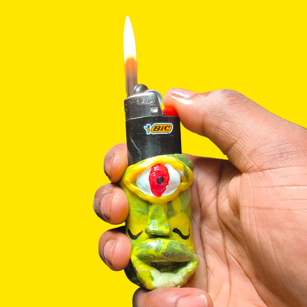 One-Eyed Tea Cup Lighter Holder | Handmade Polymer Clay Lighter Case