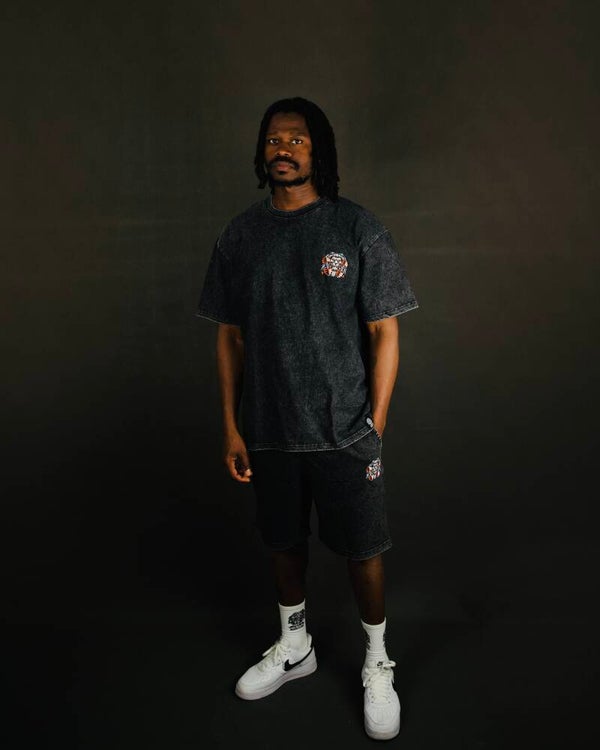 GymAddictLion® Built Not Born Washed Oversized T-Shirt – Black