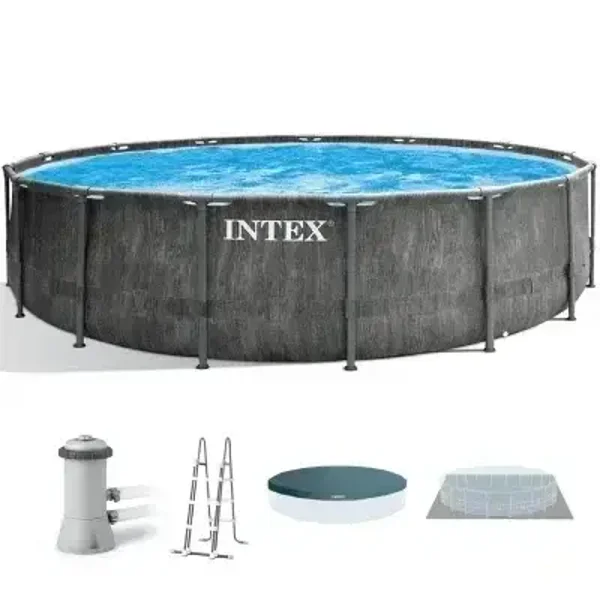 Intex Prisma Frame Greywood 26742NP - Ø457x122 cm - Piscina Rotonda