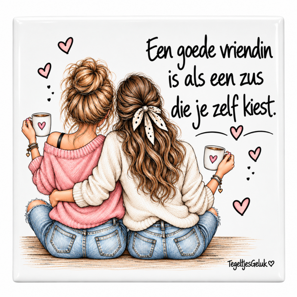 Een goede vriendin is als een ZUS die je zelf kiest (roze/wit)