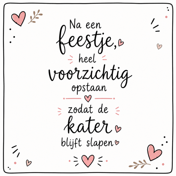 Na een feestje heel voorzichtig opstaan - Tegeltje