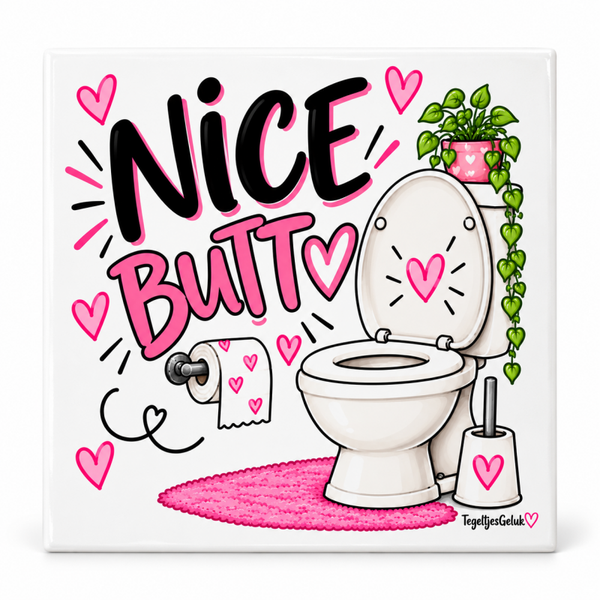 Grappig WC-tegeltje - Nice butt