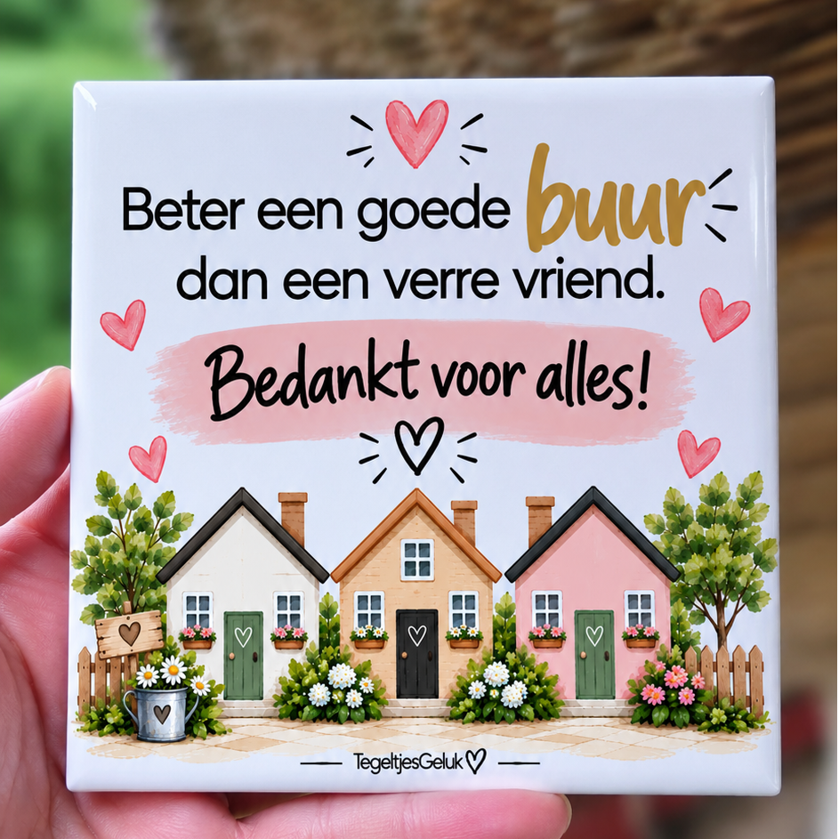 Bedankt tegeltje - Beter een goede buur dan een verre vriend