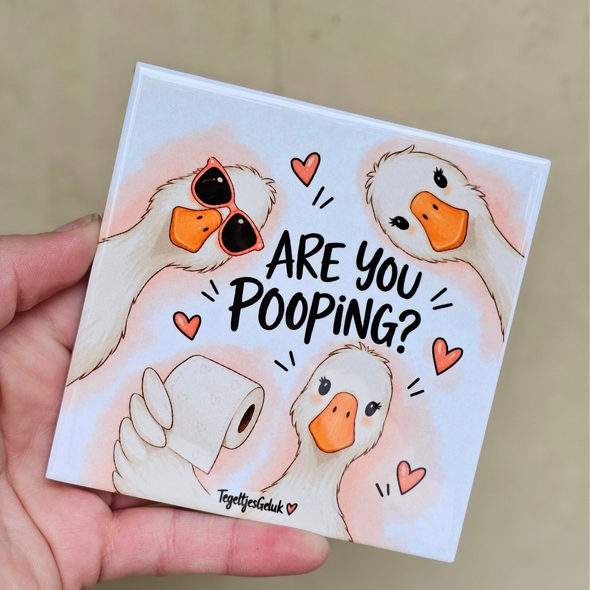 Grappig WC tegeltje - Are you pooping? (Ganzen)
