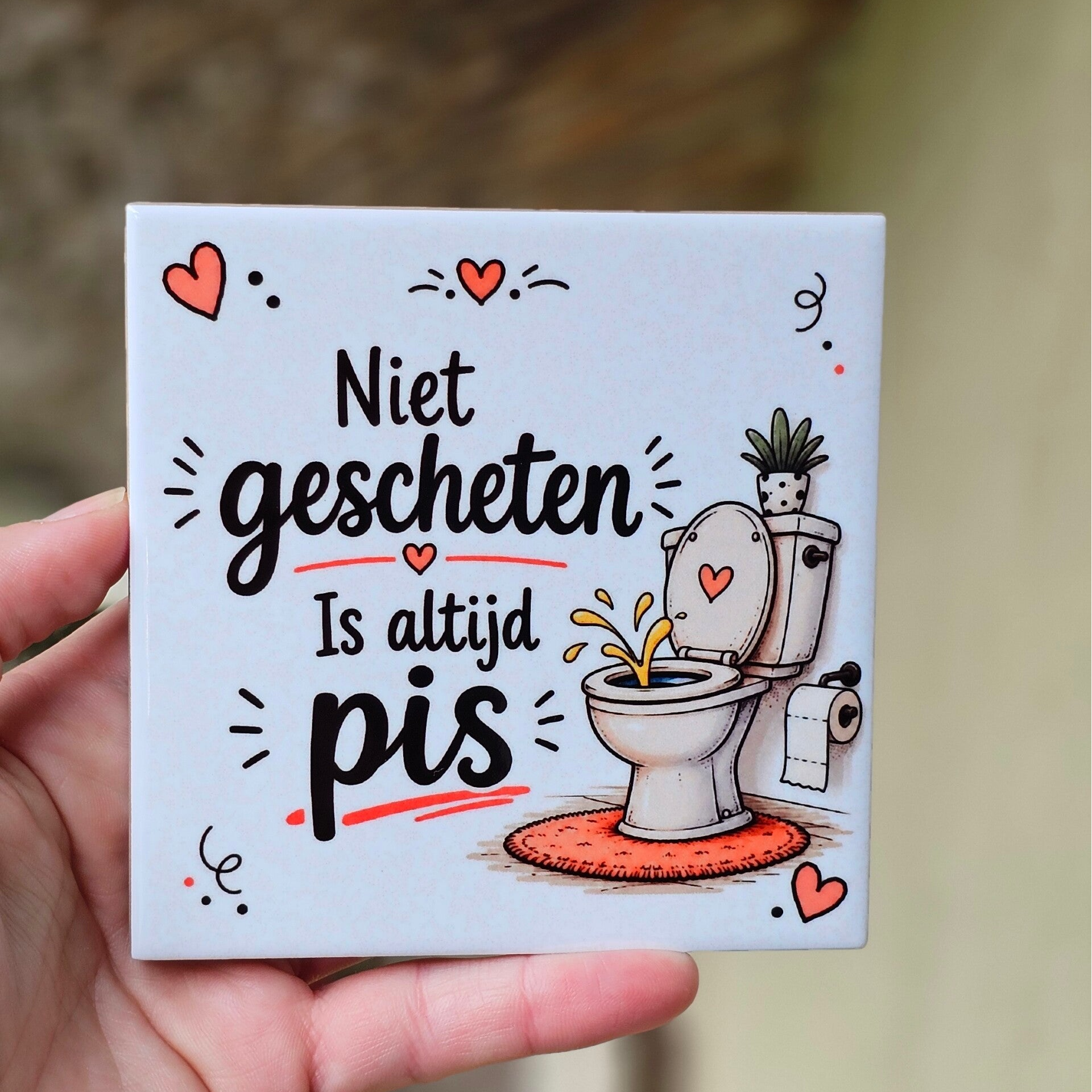 Grappig WC tegeltje – Niet gescheten is altijd pis
