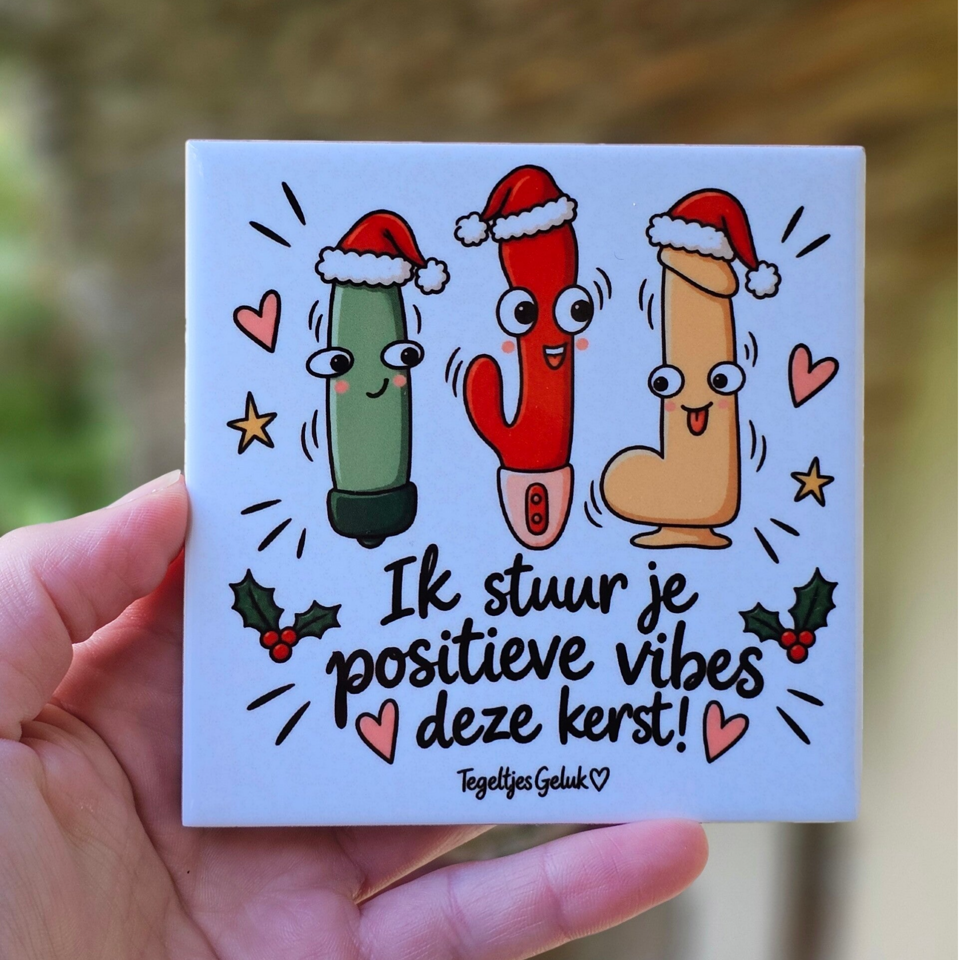 Kerst tegeltje - Ik stuur je positieve vibes deze kerst