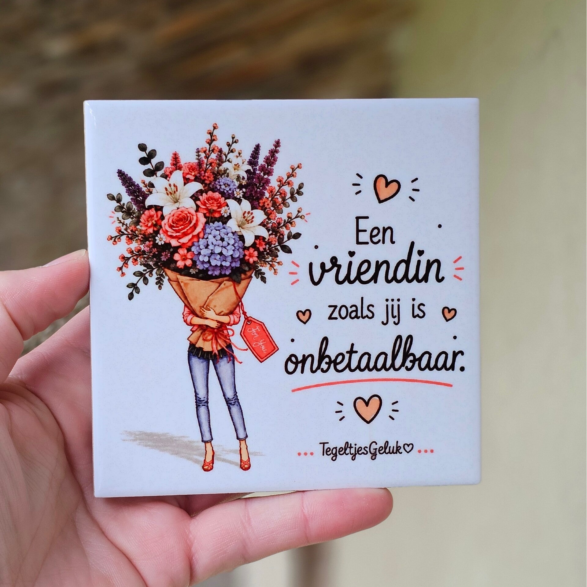 Vriendschap tegeltje - Een vriendin zoals jij is onbetaalbaar (bloemen-boeket)