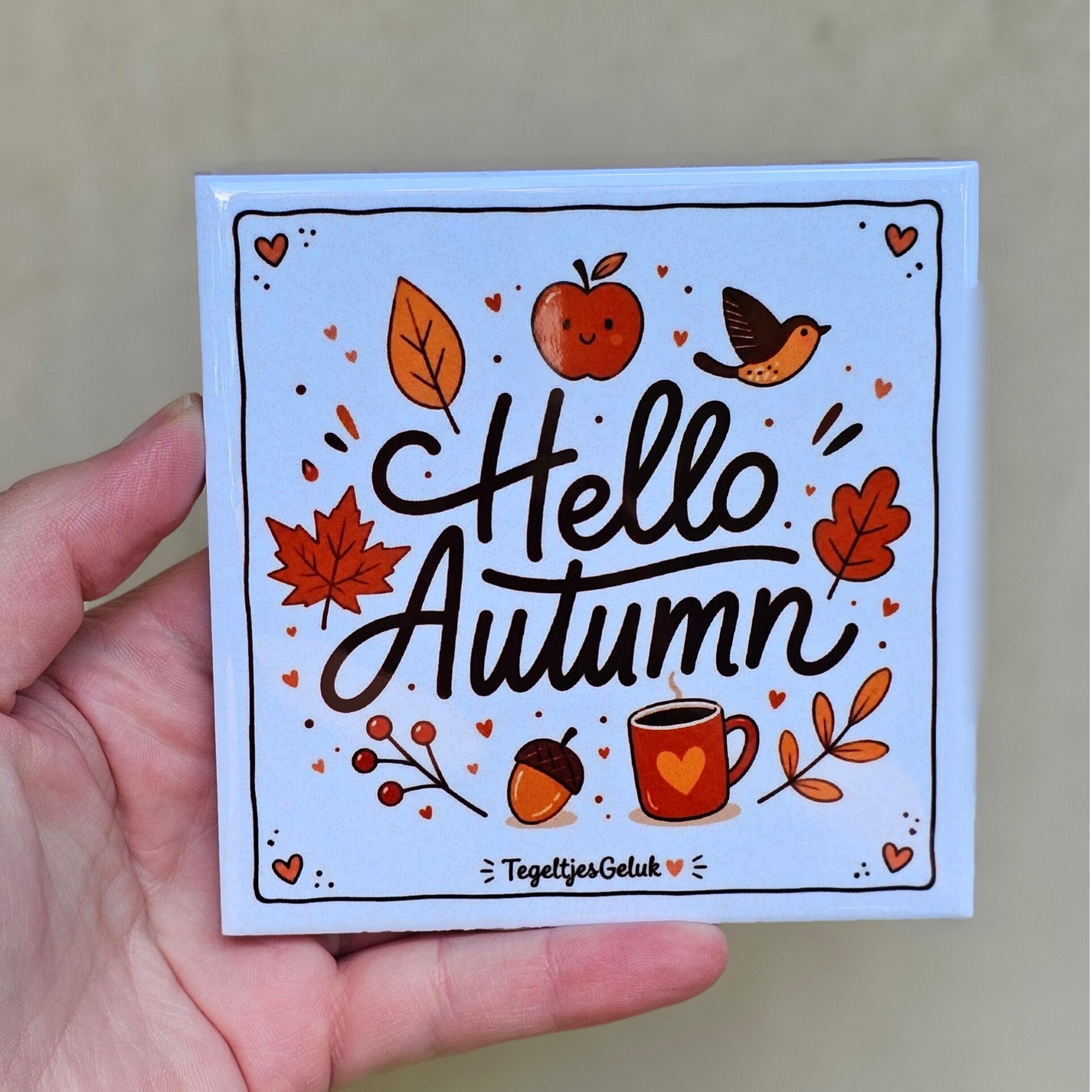 Spreuk tegeltje herfst - Hello Autumn