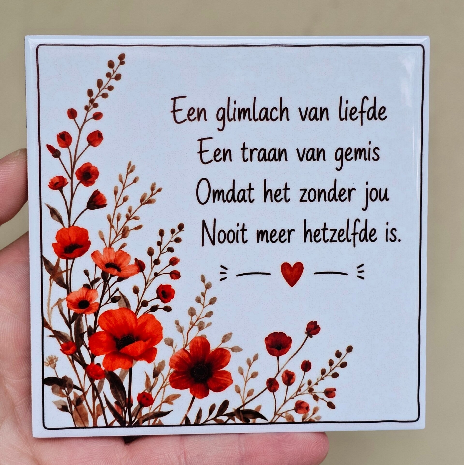 Afscheid tegeltje - Een glimlach van liefde