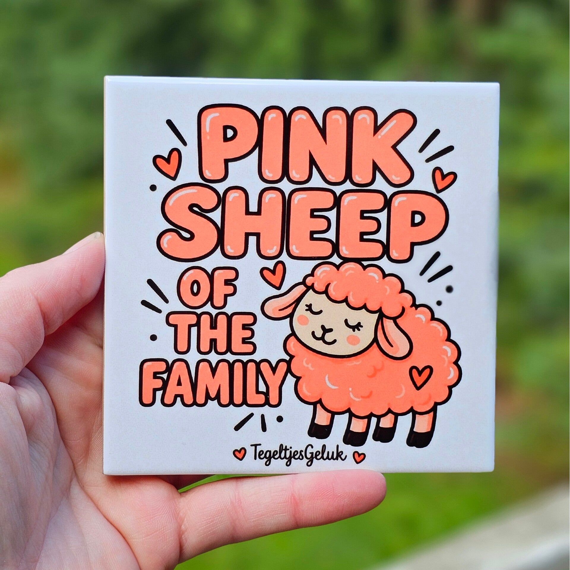 Grappig tegeltje - Pink Sheep of the family