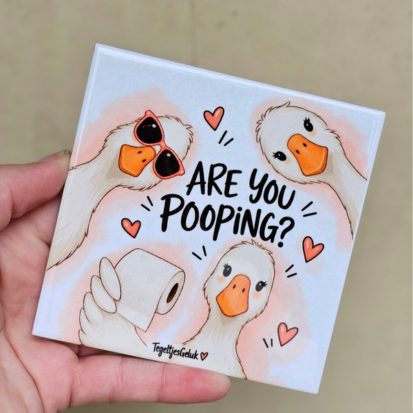 Grappig WC tegeltje - Are you pooping? (Ganzen)