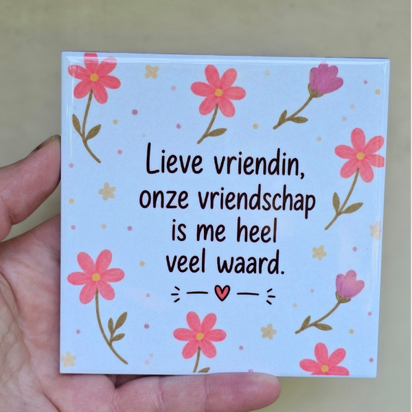 Lieve vriendin, onze vriendschap is me heel veel waard - tegeltje