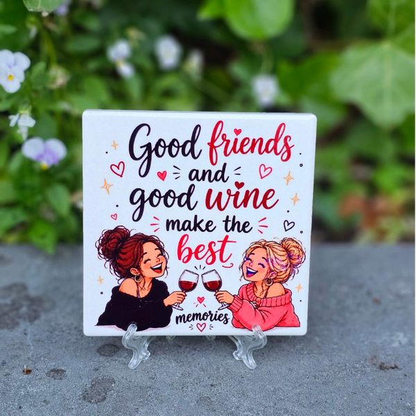 Good friends and good wine make the best memories - Tegeltje