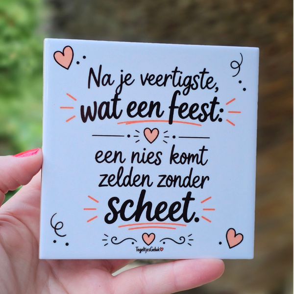 Grappig tegeltje - Na je veertigste wat een feest