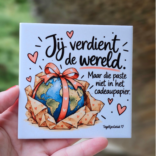 Waardering tegeltje - Jij verdient de wereld