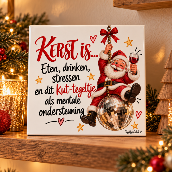 Kersttegeltje - kerst is.. metale ondersteuning