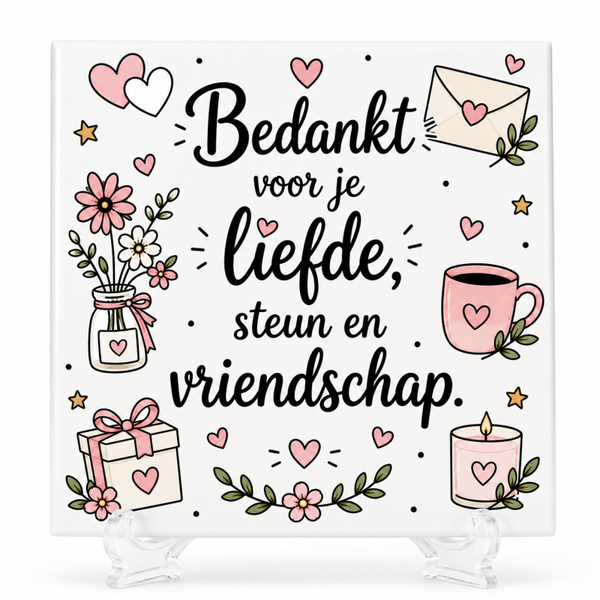 Bedankt voor je liefde, steun en vriendschap - tegeltje