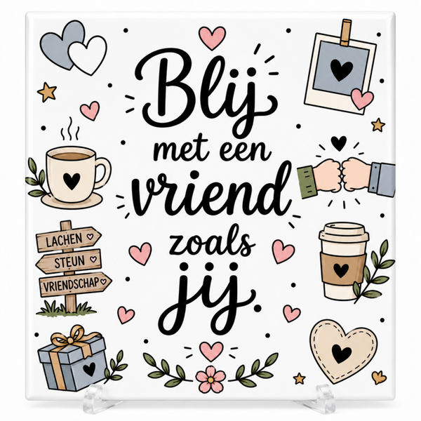 Blij Met Een Vriend Zoals Jij - tegeltje