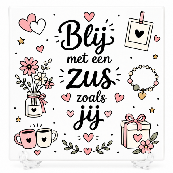 Blij met een zus zoals jij - tegeltje