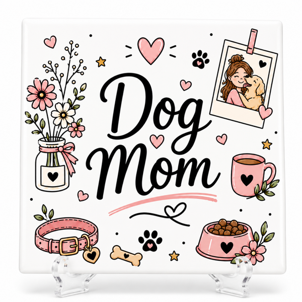 Dog Mom - Tegeltje (flowers)