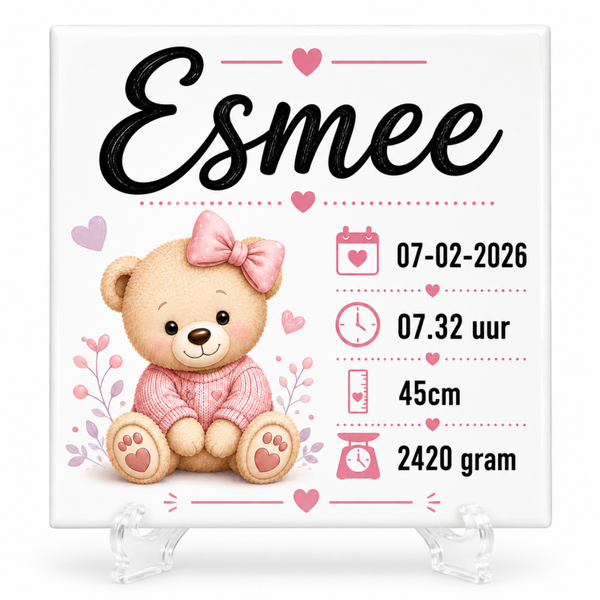 Gepersonaliseerd geboortetegel meisje