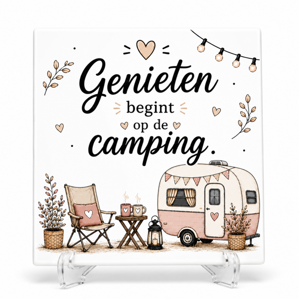 Genieten begint op de camping - Tegeltje