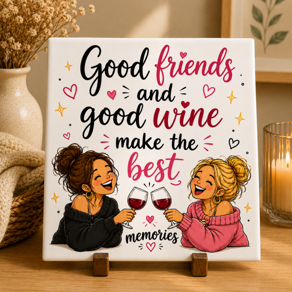Tegeltje - Good friends and good wine make the best memories