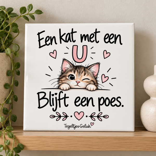 Humortegeltje - Een kat met een U