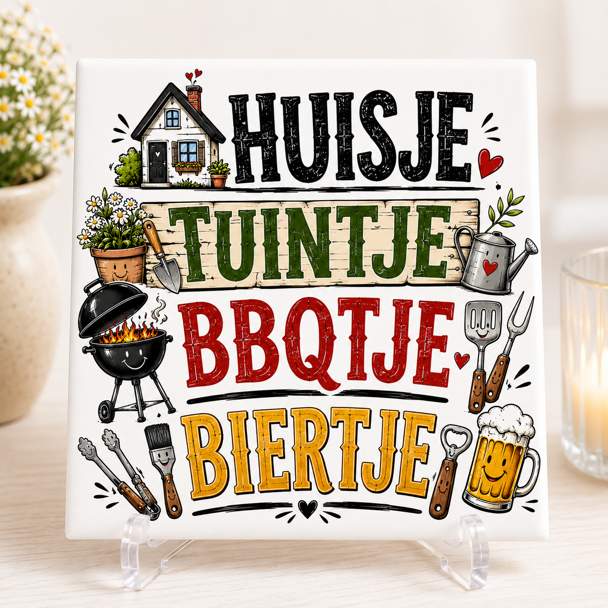 Tegeltje - Huisje, Tuintje, BBQ'tje, Biertje
