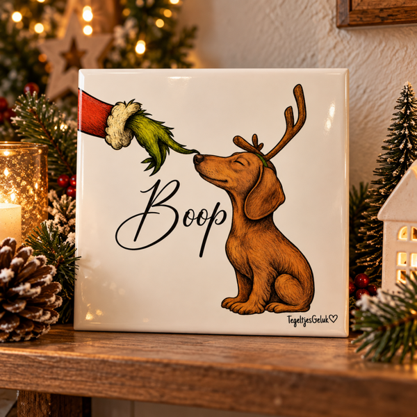 Kersttegeltje - Grinch & Hond BOOP