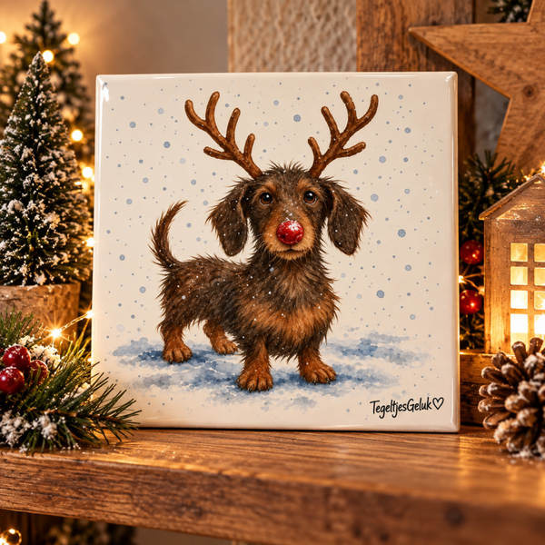 Kersttegeltje - Teckeltje met gewei