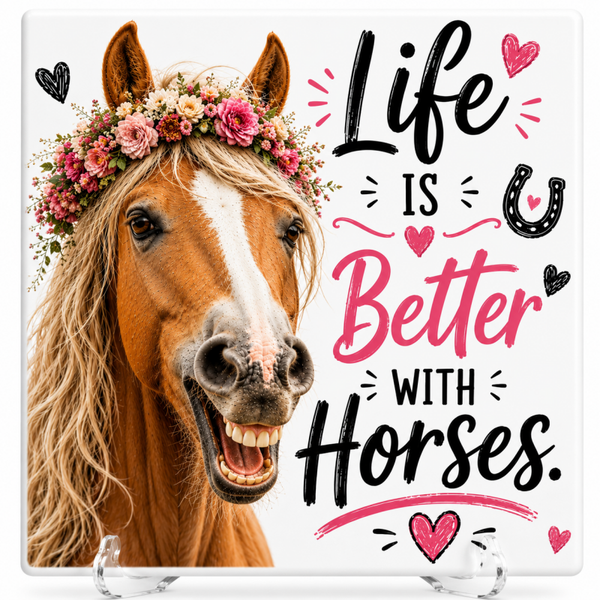 Life Is Better With Horses - Tegeltje