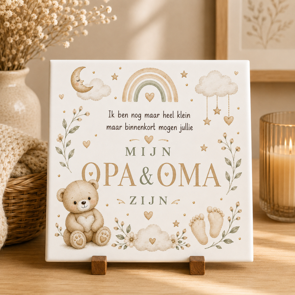 Tegeltje - Zwangerschapsaankondiging voor Opa & Oma, Pake & Beppe