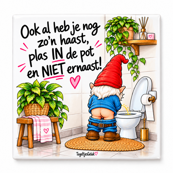 Grappig WC tegeltje - Plas in de pot