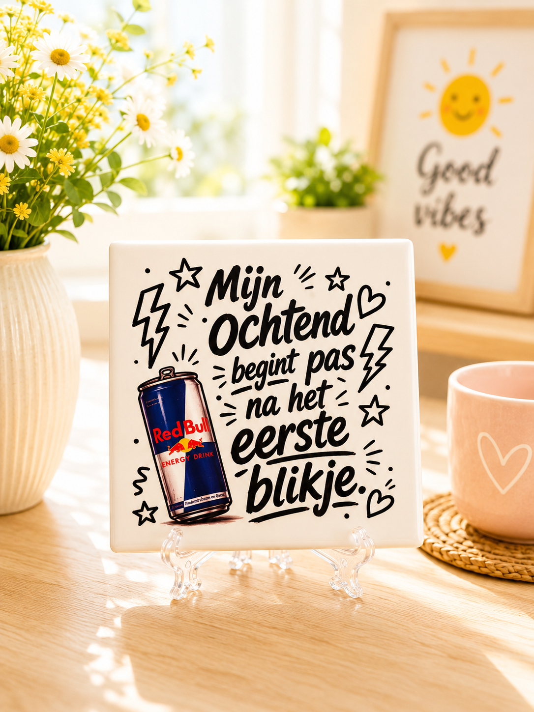 Tegeltje - Mijn ochtend begint pas na het eerste blikje
