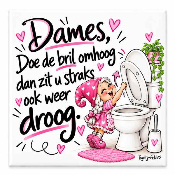 Grappig WC tegeltje - Dames doe de bril omhoog