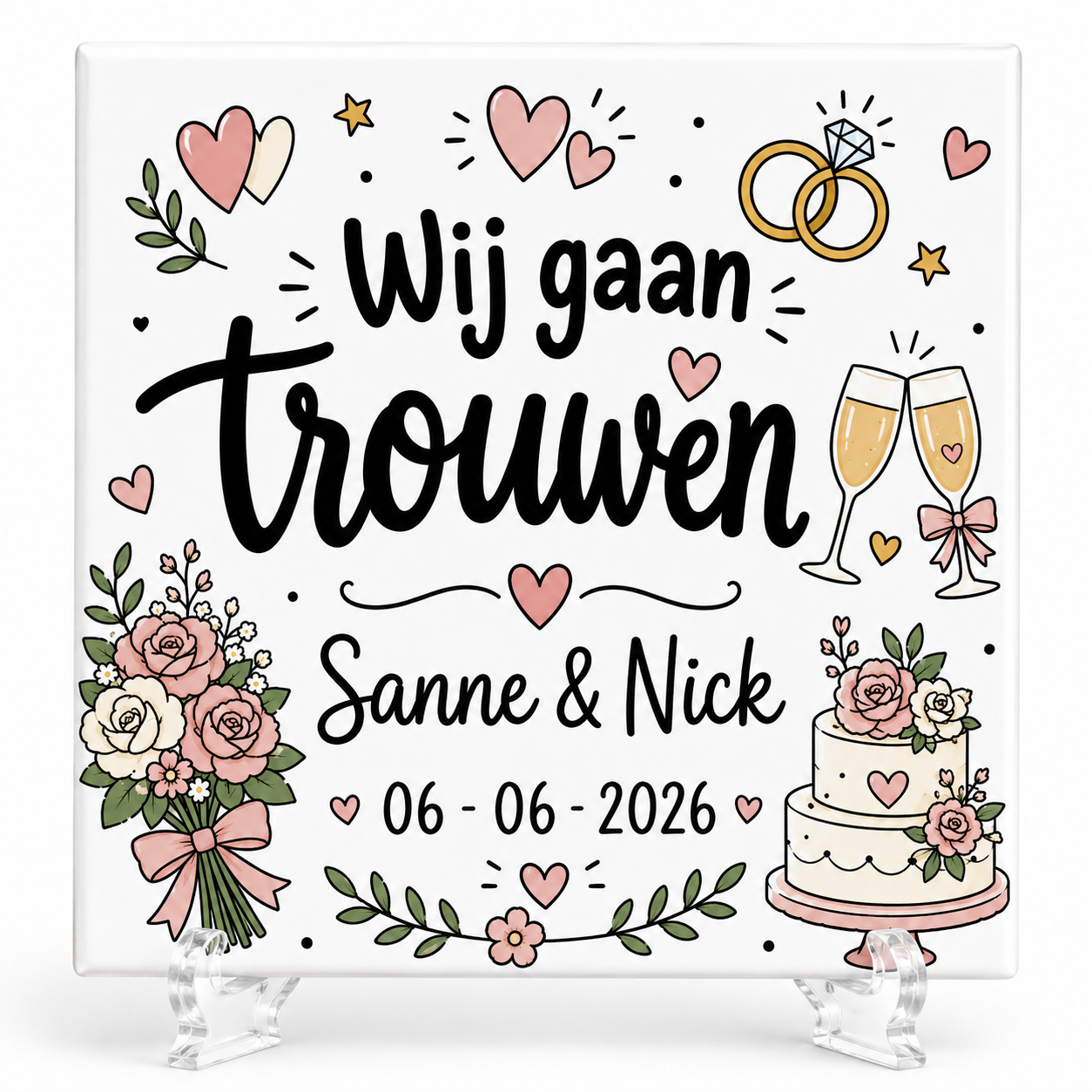Wij Gaan Trouwen eigen naam & datum - Tegeltje
