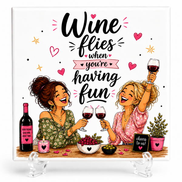 Wine Flies When You're Having Fun - tegeltje