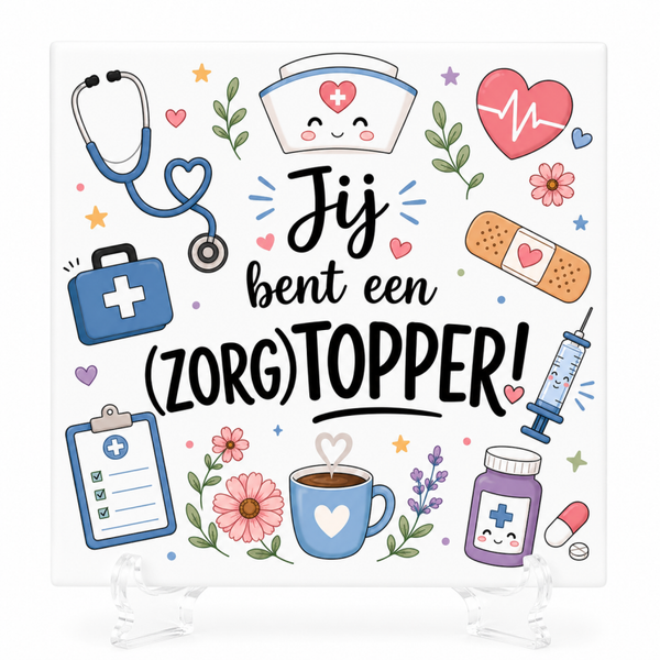 Jij bent een (Zorg)TOPPER! - tegeltje