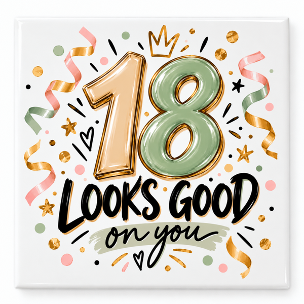 Verjaardag tegeltje - 18 looks good on you