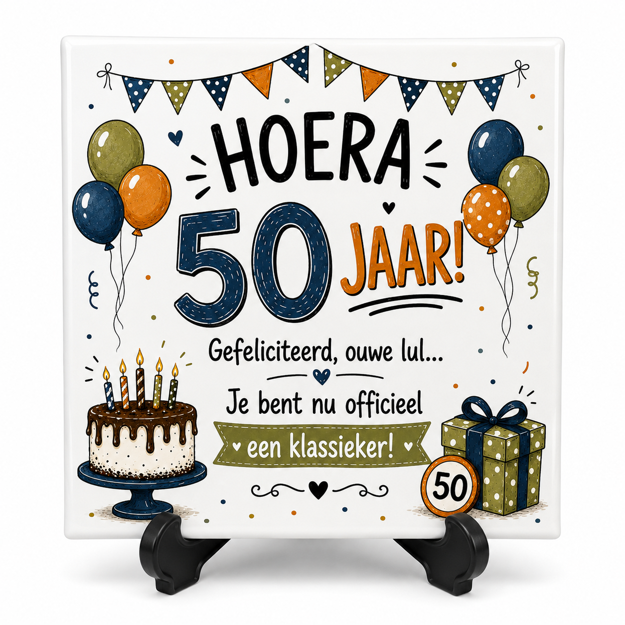 Hoera 50 Jaar! Klassieker- tegeltje