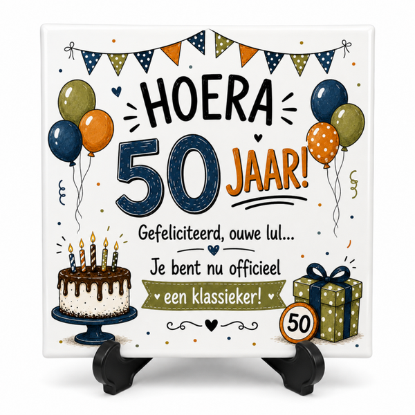Hoera 50 Jaar! Klassieker- tegeltje